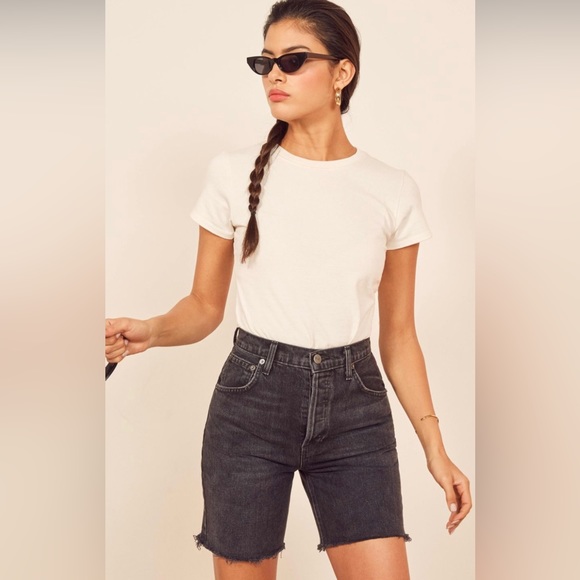 Reformation Allie rigid denim shorts size 26 vintage black - Picture 2 of 12